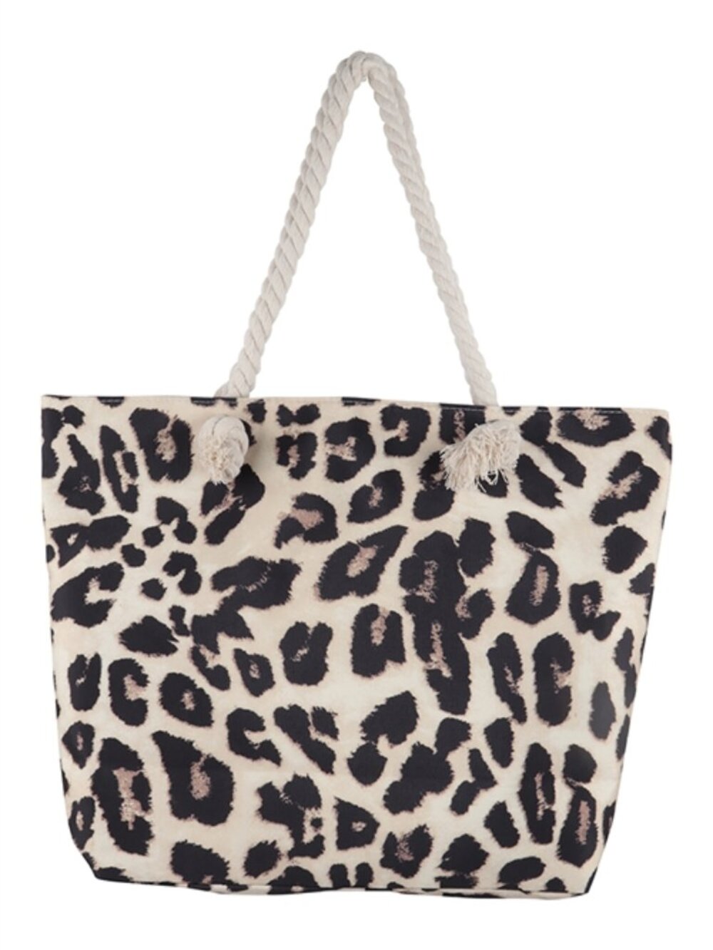 Leopard Print Tote Bag/ Double Rope Handles - Tan/Blk/Bwn - Style 1 -NWT